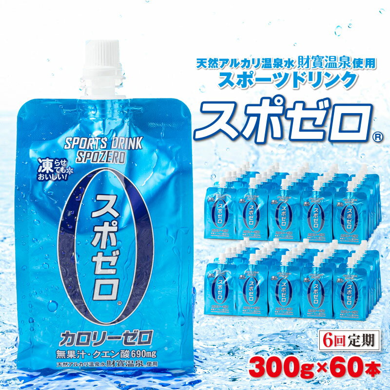 【ふるさと納税】【6回定期】＜すぐ届く！＞スポーツドリンク スポゼロパウチ 300g 60本 天然アルカリ温泉水でつくったスポーツ飲料【財宝】I9-2210