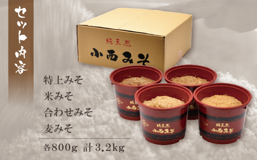 小西みそ 4種食べ比べセット(各800g)(樽入) 味噌　みそ