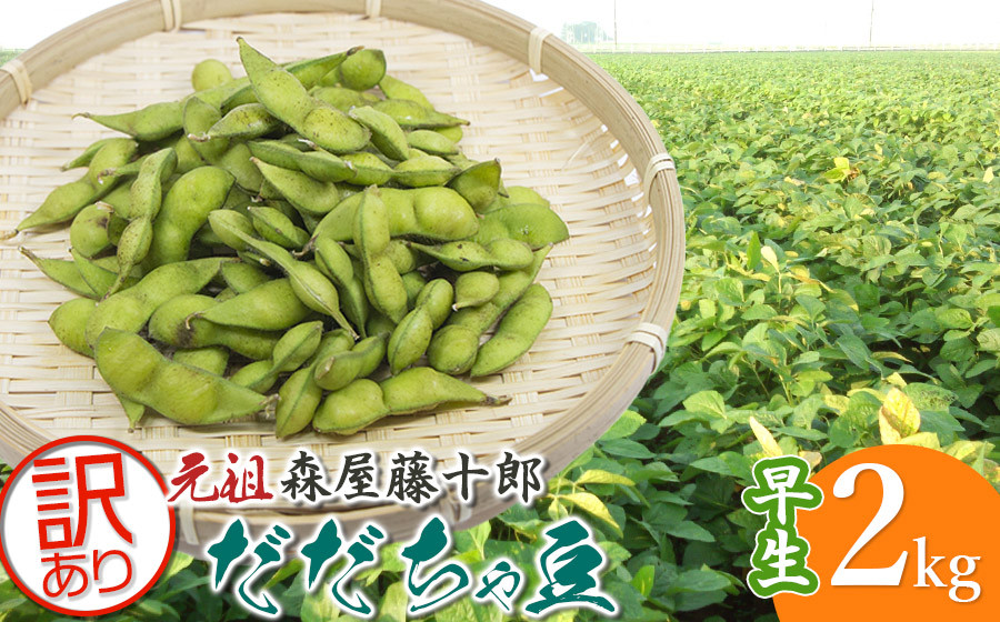 
【令和7年産先行予約】鶴岡特産 わけあり 白山産だだちゃ豆(早生)　2kg（1kg×2袋）　K-731　森屋藤十郎
