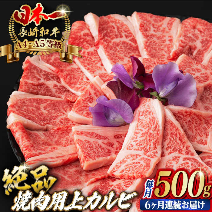 【ふるさと納税】【全6回定期便】焼肉 上 カルビ 500g 長崎和牛 A4〜A5ランク【野中精肉店】 [VF35] 肉 牛肉 上カルビ 定期便 キャンプ BBQ バーベキュー