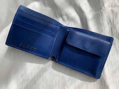 鞄職人が手掛ける【ベーシックウォレット】ブルー（44-13）　
