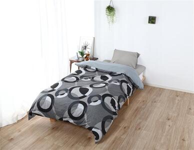 三河産　綿100％　高級130本ガーゼ掛けふとんカバー_リンググレー【G0580】