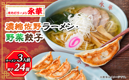 【佐野餃子(中)野菜餃子24個4人前】×1袋と【濃縮佐野ラーメン】3人前【配送不可地域：離島・沖縄県】【1104105】