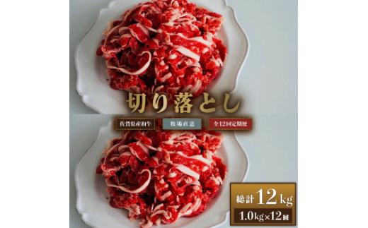 【牧場定期便】佐賀産和牛切り落とし1000g 12回：C178-004