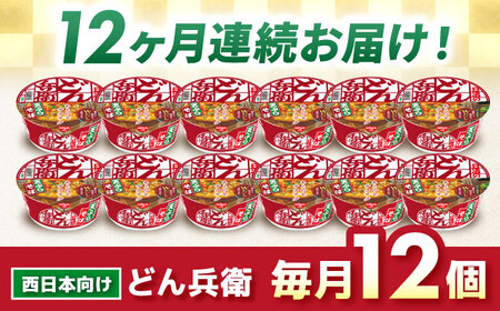 【全12回定期便】日清のどん兵衛　天ぷらそば（西日本向け/1ケース12食入）/ カップ麺 カップそば そば インスタント / 栗東市 / 日清食品株式会社[BIBI020]