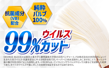 【6回定期便】隔月発送 抗ウイルス 抗菌成分 (VB) 配合ふっくら柔らかペーパーハンドタオル エンボス仕上げ 120組 (240枚) ×30パック 【河野製紙株式会社】[ATAJ017]