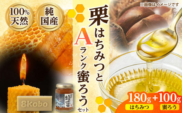 恵那蜂蜜・蜜蝋セット (栗蜂蜜180g×1本、Aランク蜜蝋100g×1枚) 国産 はちみつ 岐阜 恵那市 / はち工房こうけつ [AUDF025]