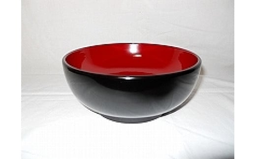 
川連漆器　麺鉢　黒内朱[C9-5901]
