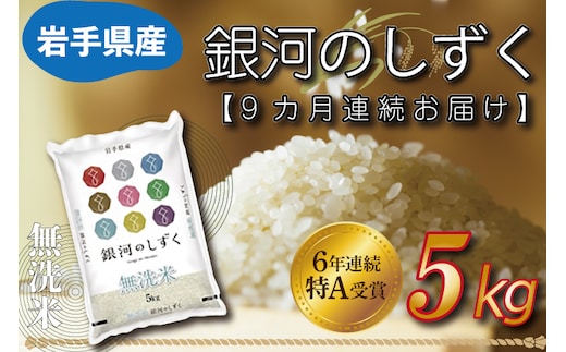 
										
										★令和6年産★ 【9ヶ月定期便】特A受賞 銀河のしずく 5kg(無洗米)岩手県産 (AE164)
									