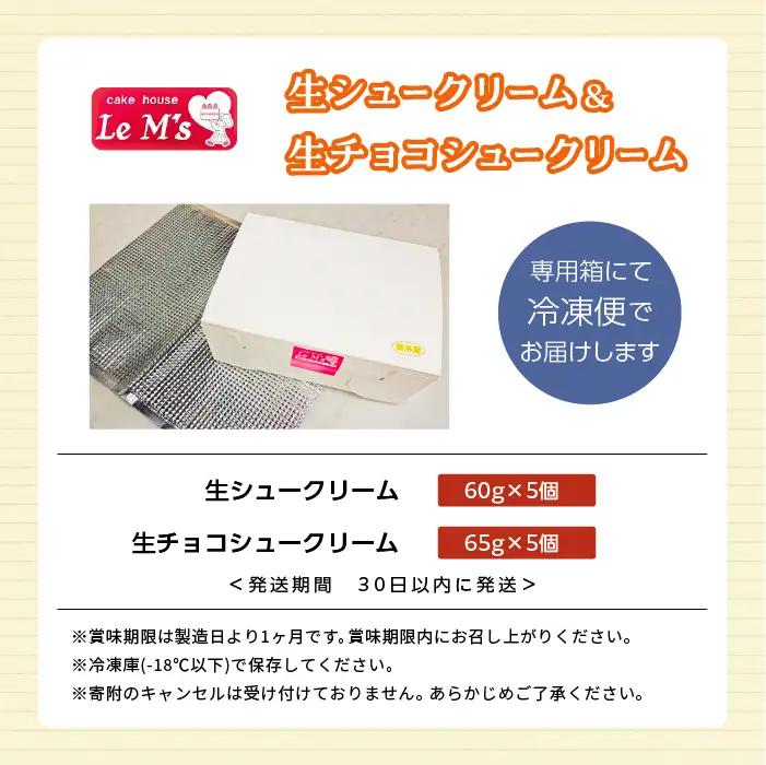 生シュークリームと生チョコシュークリーム10個入り【南屋菓子店 cake house Le Ms】