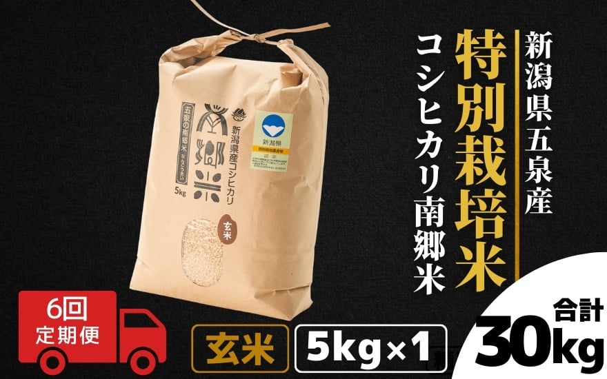 
【令和6年産新米先行予約】 〈6回定期便〉 特別栽培米コシヒカリ 「南郷米」 玄米5kg（5kg×1袋）新潟県 五泉市 有限会社ファームみなみの郷 ［2024年9月中旬以降順次発送］
