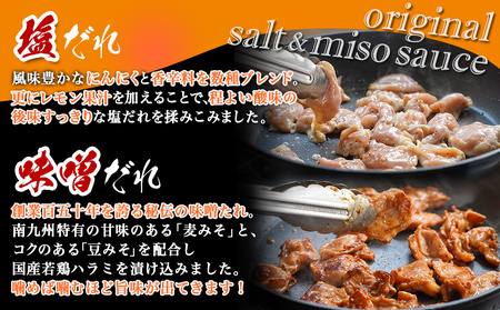 【希少部位】国産若鶏ハラミ味付け2種☆お試しセット☆880g小分け真空パック≪みやこんじょ特急便≫_LG-L602-Q_(都城市)  若鶏 ハラミ 味付け 塩だれ 味噌だれ 小分けパック 焼くだけ 簡