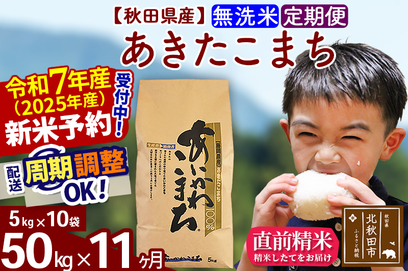 ※令和7年産 新米予約※《定期便11ヶ月》秋田県産 あきたこまち 50kg【無洗米】(5kg小分け袋) 2025年産 お届け周期調整可能 隔月に調整OK お米 藤岡農産