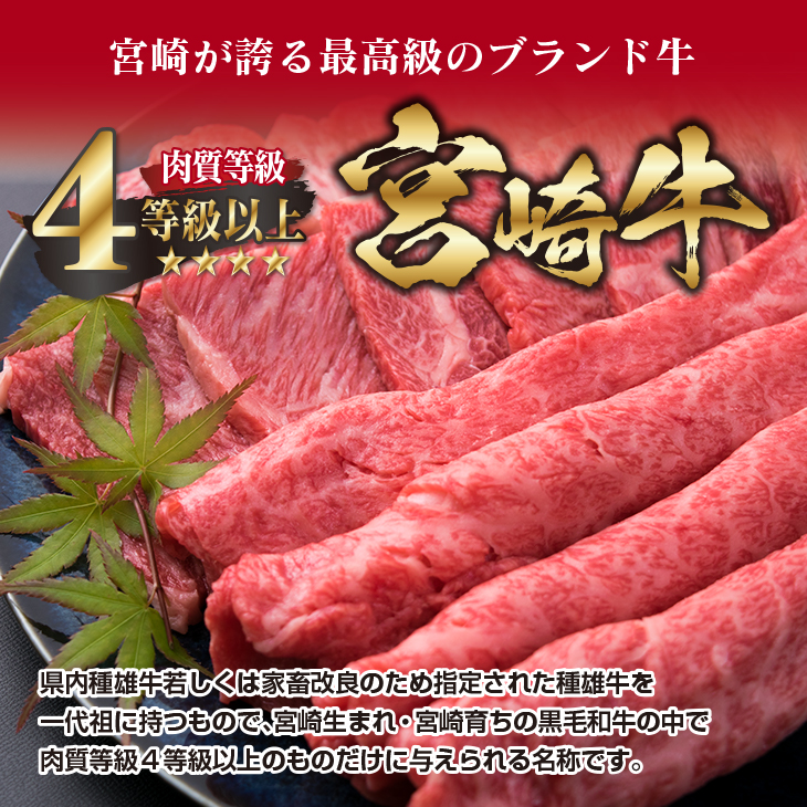 G43-191_宮崎牛 肩ロース 焼肉 スライス セット 合計1kg 焼肉用 すき焼き しゃぶしゃぶ 肉 牛 牛肉 黒毛和牛 国産 おかず 食品 送料無料_イメージ2