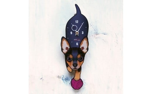 D-109W2 ミニチュアピンシャー-犬の振り子時計毛糸玉02.PINK C-CD-109A