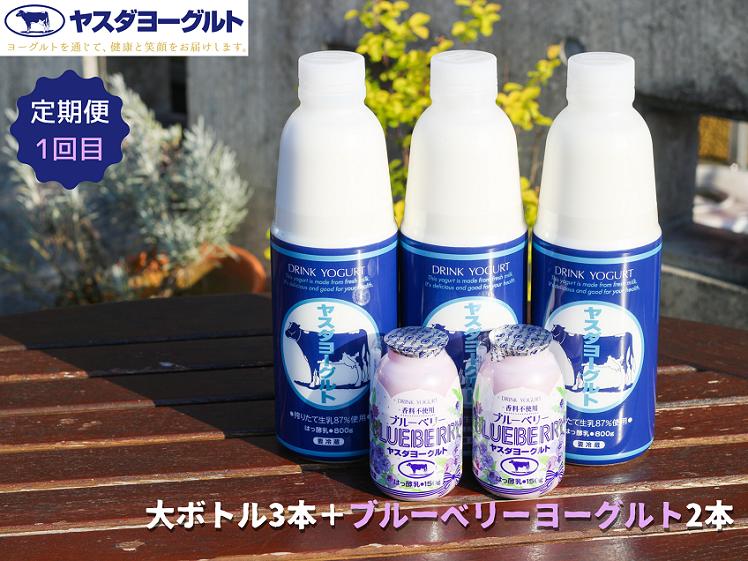 【3ヶ月定期便】ヤスダヨーグルト ちょい足しフルーツセレクションセットお試し便 大ボトル800g×3本＋小ボトル150g2本  無添加 搾りたて こだわり生乳 濃厚 飲むヨーグルト のむよーぐると 1