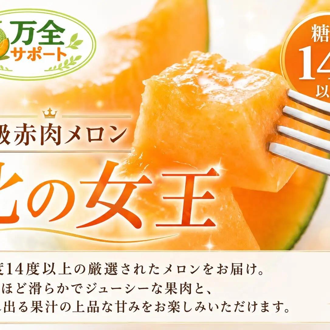 メロン 赤肉メロン 北の女王 秀品 北海道産【約1.6kg×1玉】【先行予約】