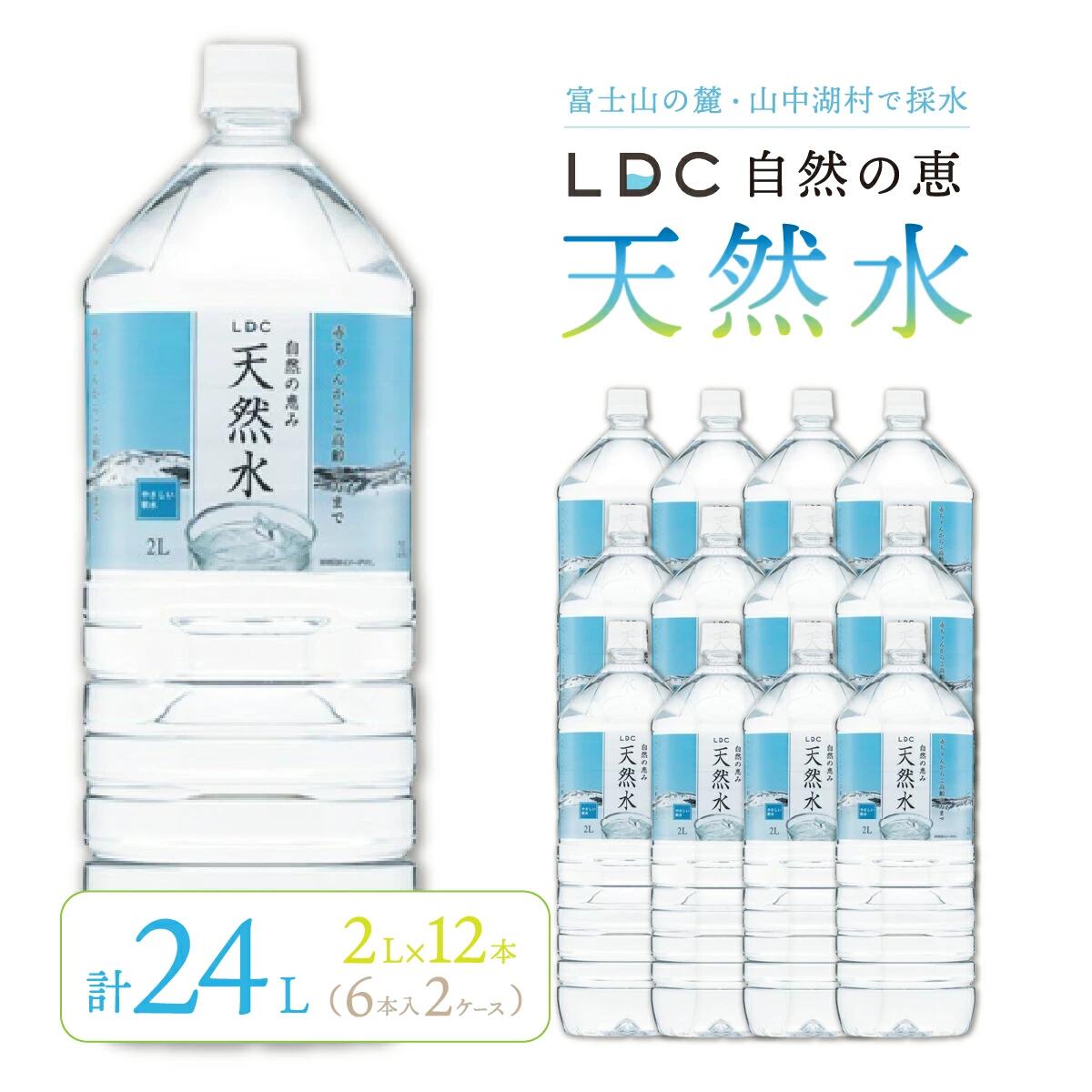【ふるさと納税】【一週間程度で発送】自然の恵み天然水　2L×12本（6本入り2ケース）　計24L　※沖縄・離島配送不可 ふるさと納税 天然水 ミネラルウォーター 軟水 水 お水 ミネラル 山梨県 山中湖村 送料無料 YX001