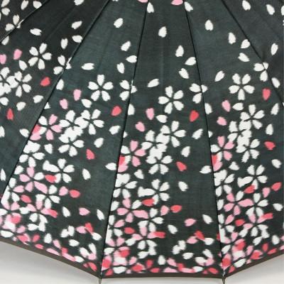 ふるさと納税 富士吉田市 【ふるさと納税限定品】舟久保織物の雨傘/長傘 ほぐし織/宵桜/黒 ブラック レディース 日本製 |  | 02