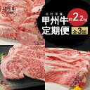 【ふるさと納税】 定期便 甲州牛 3ヶ月定期便 約2.2kg 黒毛和牛 サーロイン ステーキ 3枚 牛肩 ロース すきやき用 500g 焼肉用カルビ 1kg 品質ランク A4以上 牛肉 肉 和牛 贅沢 焼肉 ミート池田 山梨県 北杜市 送料無料