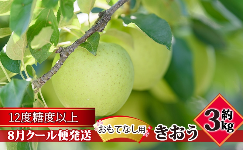 
                  【8月クール便発送】（糖度12度以上）おもてなし用 家庭用 きおう約3kg【 青森りんご】
                