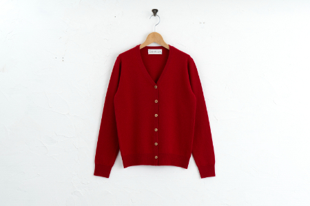 カシミヤ カーディガン度詰 カシミヤ（レッド ）女性用サイズ:M(38)≪白田のカシミヤ≫ 