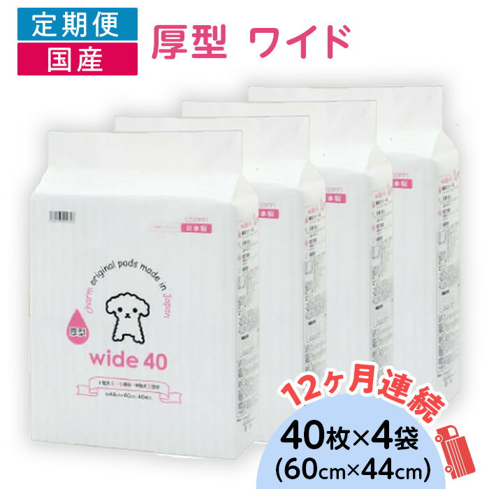 【ふるさと納税】ペットシーツ ペットシート 簡単 確認 犬 小動物 ペット 用品 チャーム 株式会社チャーム 276622 厚型 ワイド ペットシーツ 40枚 × 4袋 国産 ペットシート 定期便 12ヶ月 連続お届け 436