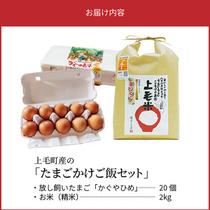 上毛町産の「たまごかけご飯セット」（卵20個・米2kg）（専用醤油なし版） _C01707