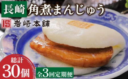 【3回定期便】長崎角煮まんじゅう 総計30個[OCT022] 角煮まん