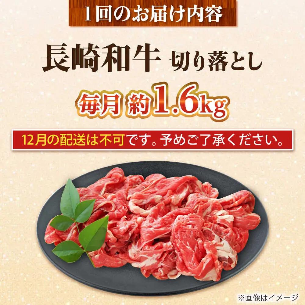 【全12回定期便】長崎和牛 切り落とし 総計19.2kg （約1.6kg/回）【ながさき西海農業協同組合】 [DBV048][DBV048]
