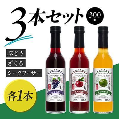 ふるさと納税 上越市 フルーツビネガー 300ml 3本ギフトセット【ざくろ、シークワーサー、ぶどう】