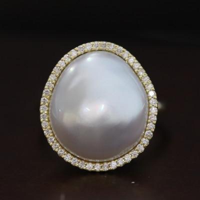 ふるさと納税 山梨市 K18白蝶真珠バロックリング【13.9mm】リングサイズ#12 |  | 01