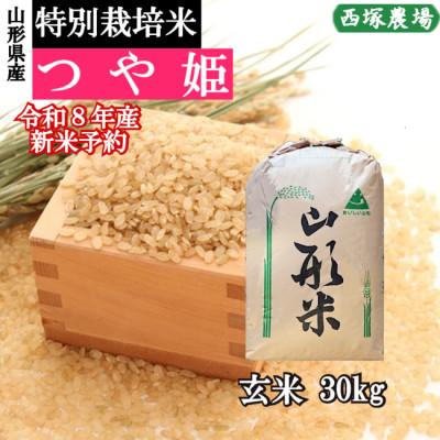 ふるさと納税 最上町 【先行受付】令和8年産 特別栽培米つや姫　玄米 30kg　山形県産　西塚農場のお米