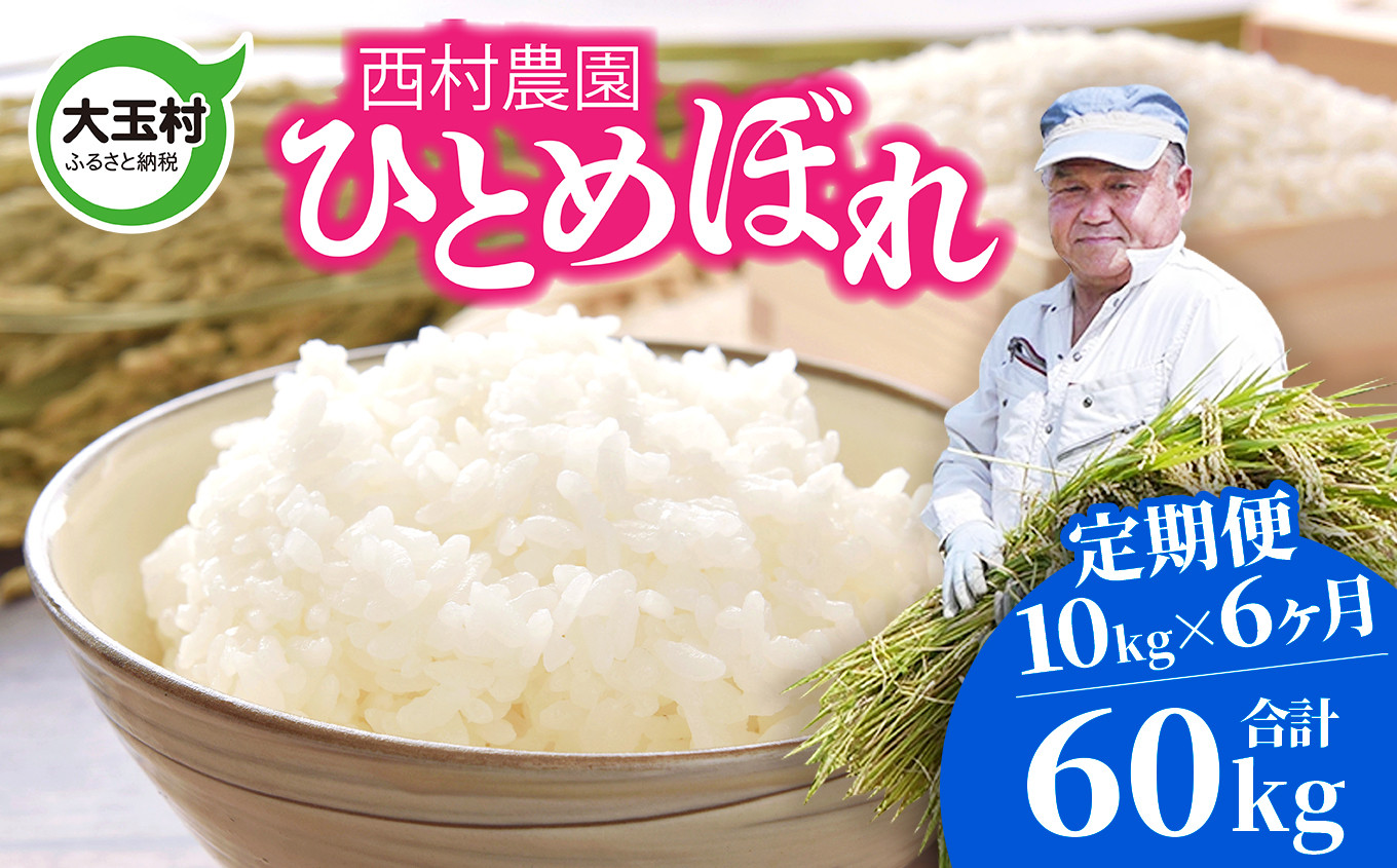 
            米 定期便 ひとめぼれ 60kg ( 10kg × 6ヶ月 ) 《 令和6年 》 福島県 大玉村 西村農園  ｜ ヒトメボレ 精米 定期 6回 コメ ｜ nm-hb10-t6-R6
          