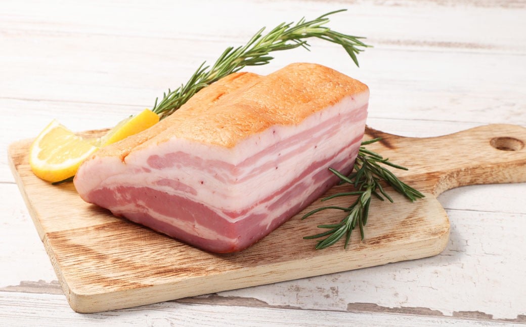 岡山ピーチポークベーコン ブロック 1050g