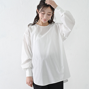 【THE INDUSTRY WORKS】袖リブ仕様ブラウス（オフ）・1着　TIW-W039（55-28-WH） レディース ブラウス