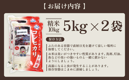 【先行予約】【令和6年産・新米】米 コシヒカリ 計10kg （5kg × 2袋）精米 福井県美浜町産 【2024年11月下旬発送予定】 [m60-a014_11]