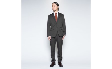 【ふるなび限定】メンズBizフルレングスパンツ「ワークウェアスーツ」スーツに見える作業着　丸洗い可 ストレッチ 速乾 部屋干し可 撥水 シワになりにくい　チャコールグレー FN-Limited-SP 