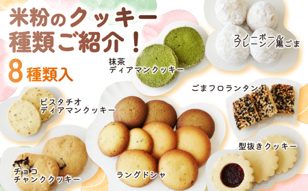 【10月中旬以降発送】 米粉のクッキー缶 8種類詰め合わせ グルテンフリー スノーボール フロランタン ディアマンクッキー チョコチャンククッキー ラングドシャ いちごジャム アーモンドプードル 白ご