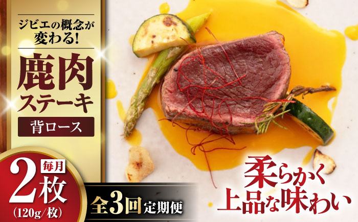 
            【全3回定期便】鹿肉 背ロース 2枚 《喜茂別町》【EBIJIN】 ジビエ 鹿 ロース ステーキ ステーキ用 赤身 冷凍 冷凍配送 定期便 [AJAO068] 30000 30000円 3万円 3万
          