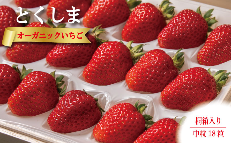 オーガニック いちご 中粒 約18粒 桐箱入り 《1月末から5月発送》 有機JAS認証 ORGANIC 甘い 苺 果物 フルーツ 産地直送 新鮮 ストロベリー ジャム スムージー 期間限定 徳島