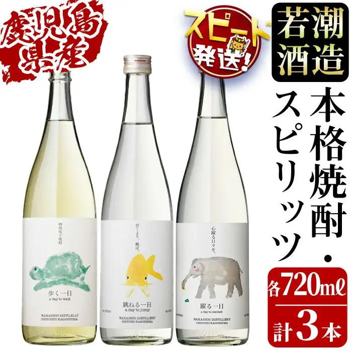 ＜入金確認後、2週間以内に発送！＞若潮酒造 焼酎・スピリッツ＜一日シリーズ＞飲み比べセット 720ml×3本 a8-071-2w