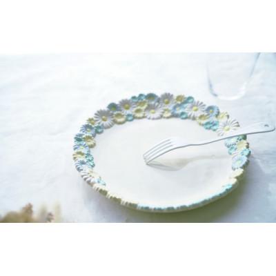 ふるさと納税 八千代市 【陶器】花かんむりの大皿(ブルー)(つちのわ 石黒美佐緒 作) 1枚 |  | 01