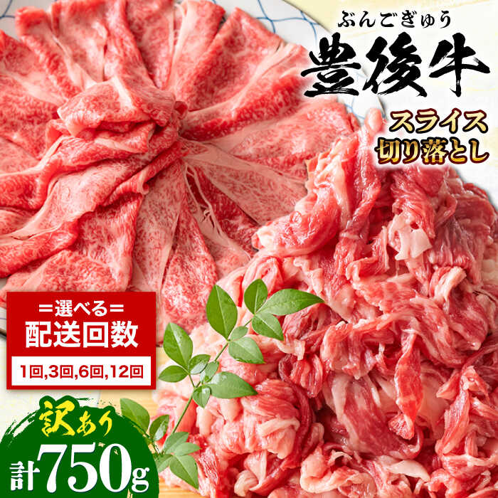 【ふるさと納税】【選べる回数】訳あり！おおいた豊後牛 しゃぶしゃぶすき焼き セット（スライス・切り落とし）750g 牛肉 おおいた豊後牛 大分 黒毛和牛 スライス 切り落とし しゃぶしゃぶ すき焼き 冷凍 和牛 霜降り 小分け 日田市 / 株式会社MEAT PLUS[AREI014,077-079]