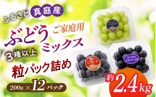 ＜パック詰め＞岡山県産ぶどう３種MIX 約2.4kg ｜ シャインマスカット 果物 フルーツ ピオーネ くだもの 先行予約 ブドウ 葡萄 ぶどう ピオーネ シャインマスカット しゃいんますかっと ブドウ 葡萄 瀬戸ジャイアンツ 果物 くだもの フルーツ 新着 人気 シャインマスカット ピオーネ マスカット 産地直送 数量限定 ナガノパープル オーロラブラック シャイン 【beac011-01】
