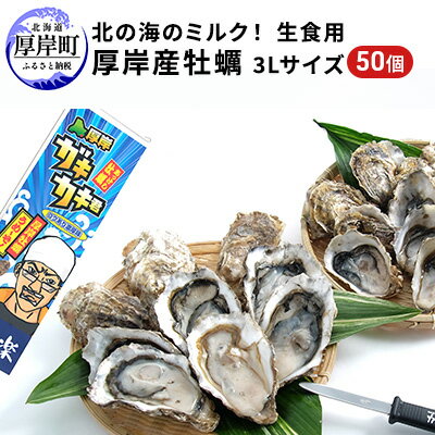 【ふるさと納税】北の海のミルク！ 厚岸産 牡蠣 3Lサイズが50個！ 生食用 生牡蠣 貝付き牡蠣 貝 海鮮 魚介類 殻付き牡蠣 メルマガ掲載商品3 　お届け：※12月20日～1月10日は配送不可