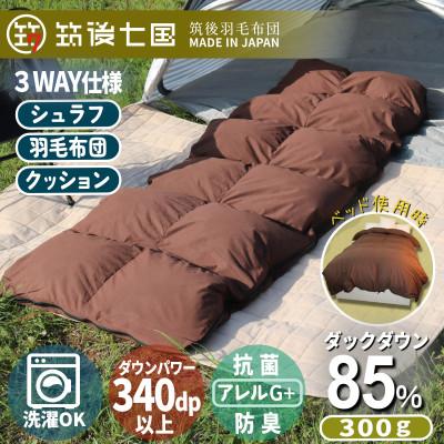 ふるさと納税 筑後市 羽毛シュラフ×ダウンケット×ボルスタークッション3WAY寝袋 ダウン85% 軽量タイプ0.3kg