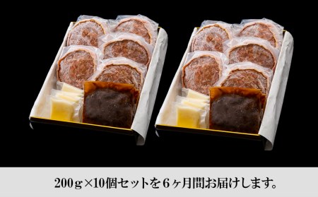 定期便6カ月 お楽しみ 白老牛 Ｗチーズ ハンバーグ セット 10個 モッツァレラ 特製ソース ベーコン 手造り BY045