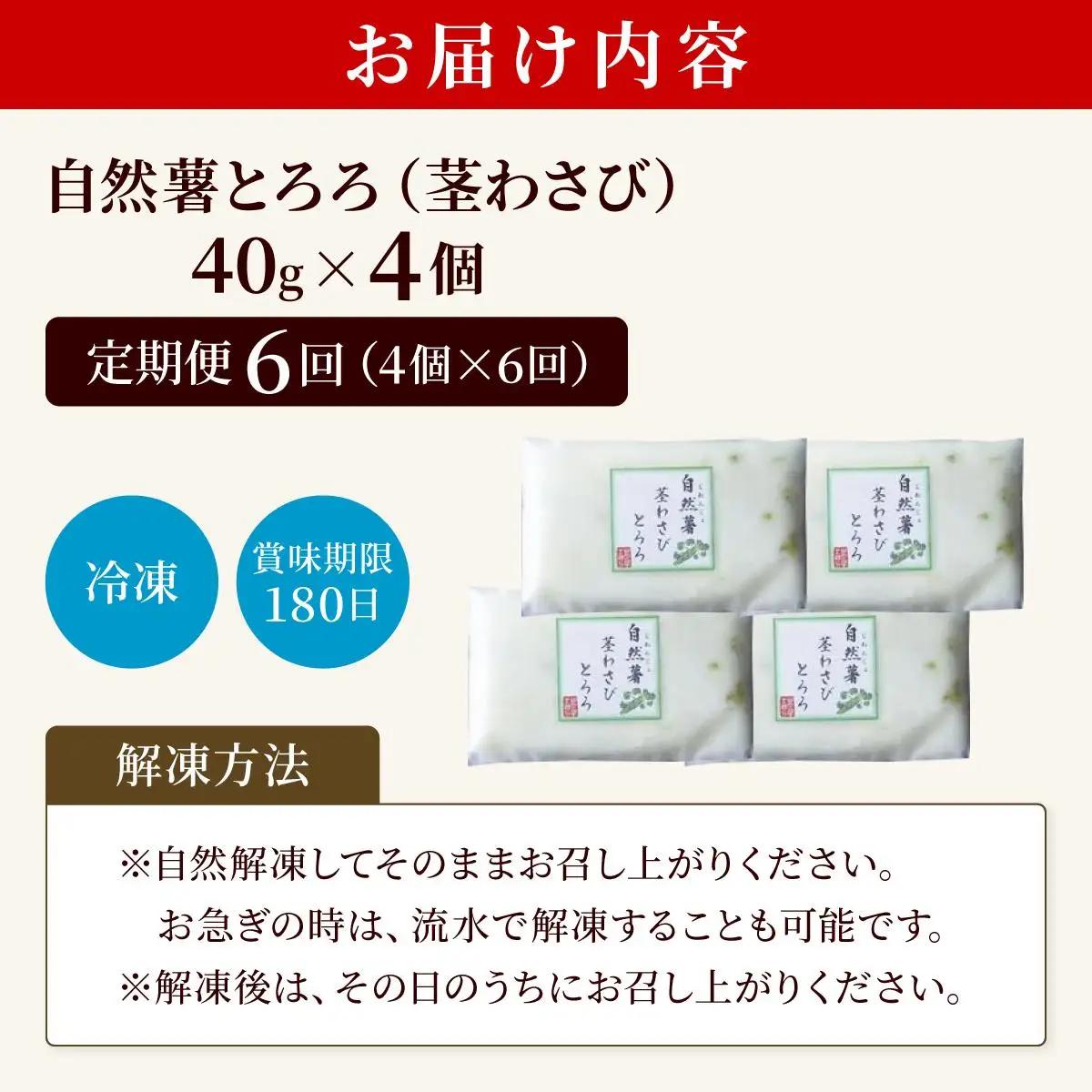  ＜定期便・全6回＞自然薯茎わさびとろろ 40g×4個