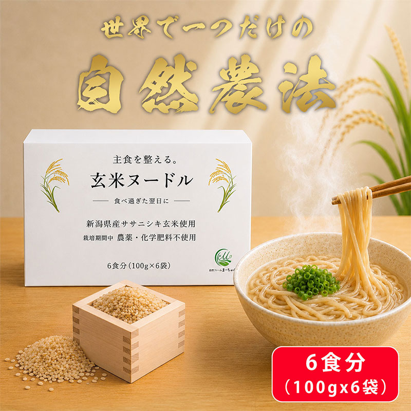 【ふるさと納税】先行予約 玄米麺 [自然農法 ササニシキ] 100gx6食分 計600g 玄米ヌードル 新潟県産 無農薬 玄米【012S169】